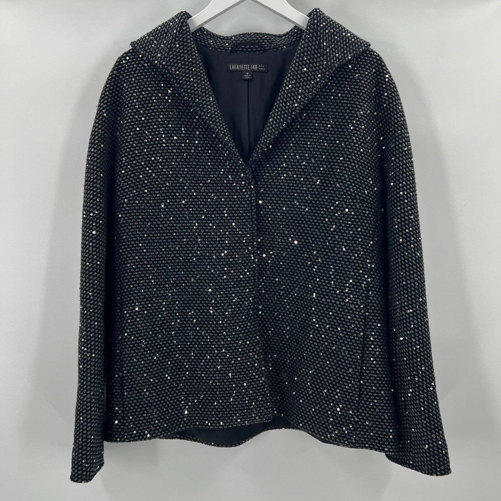 Lafayette 148 New York Black and Silver Sequin Evening Jacket